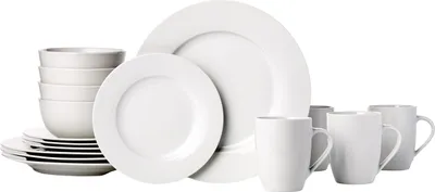 Immagine prodotto di Servizio da tavola Amazon Basics, 16 pezzi, per 4 persone, bianco