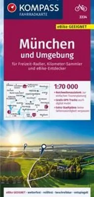 Immagine prodotto di KOMPASS Carta ciclistica 3334 Monaco e dintorni 1:70.000