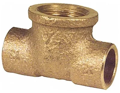 Productafbeelding van T-stuk voor kraaninstallaties, gemaakt van rood gietijzer 4130 G, afmetingen 22 mm x 3/4", 1 stuk.