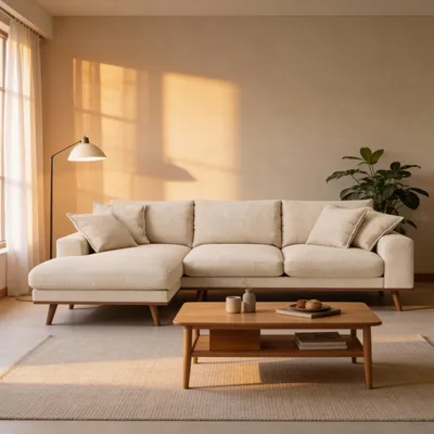 Productafbeelding van Chaise Longue Bank Harper 3-Zits Silencio Beige Links - Giga Meubel