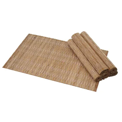 Zdjęcie produktu dla 6-częściowa podkładka HWC-C13, podkładka bambusowa, zmywalna 45x30cm ~ ciemny brąz