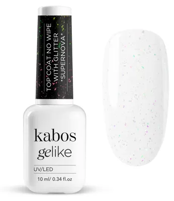 Obrázok produktu pre Kabos Gelike Glitzer Top Coat No Wipe Supernova 10 ml | Priehľadný