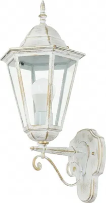 Produktbild von Außenlampe Wand Aluminium Glas E27 IP44 H: 50,5 cm in Weiß Gold Rustikal