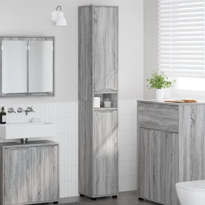 Produktbild von vidaXL Badezimmerschrank mit Regal Graues Sonoma 30,5 x 30 x 195 cm