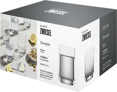 Immagine prodotto di Schott Zwiesel Wasserglas Simple 6er Set, Kristallglas, Transparent, 255 ml, 123661