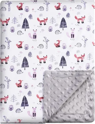 Productafbeelding van Babydeken van katoen, 75x100 cm, met een uilenmotief, geschikt voor kinderwagens