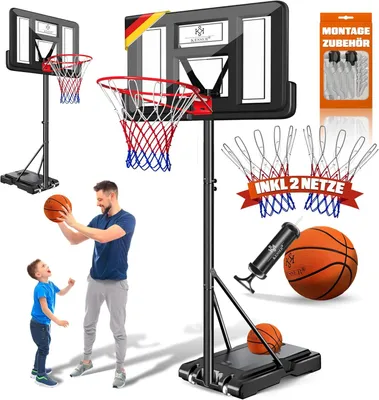 Produktbild von Basketballset - Basketballkorb - Basketballstange - Basketballstativ - Verstellbarer Basketballkorb, schwarz