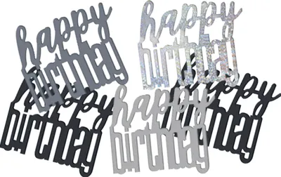Produktbild von Geburtstags-Konfetti Happy Birthday schwarz-silber 14g - Einheitsgröße