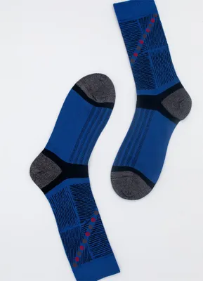 Produktbild von MEGAGROUP 2 Paar Casual Socken Stricksocken Größe 43-46 blau und grau
