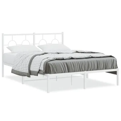 Imagen del producto de Estructura de cama con cabecero de metal, color blanco, 140x190 cm