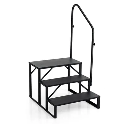 Zdjęcie produktu dla COSTWAY Stopień do przyczepy kempingowej do 300 kg, schody do kampera z poręczą i szerokimi antypoślizgowymi platformami, 3-stopniowa drabina do kampera, jacuzzi