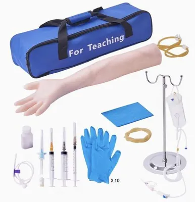 Image de IV Bras d'entraînement à la ponction veineuse avec sac de transport – Kit d'entraînement réaliste pour les étudiants et le personnel soignant