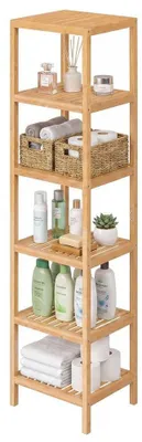 Immagine prodotto di Scaffale da bagno in bambù con 6 ripiani regolabili | Colore naturale | 33x33x178,5 cm