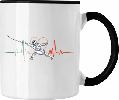 Produktbild von Trendation - Lustige Fechten-Tasse  Geschenk für Fechter Herzschlag (Schwarz)