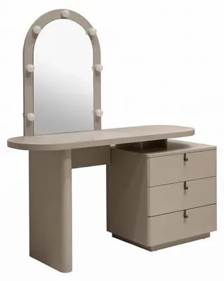 Image de Ensemble de chambre à coucher : coiffeuse, miroir, beige, style moderne, sobre
