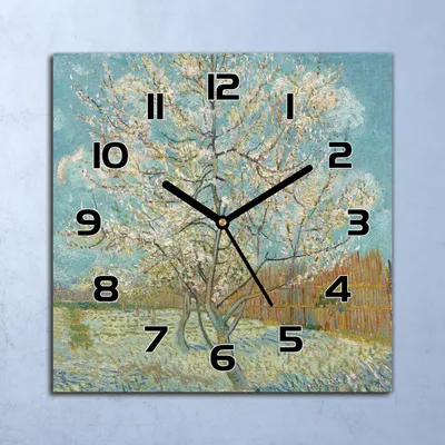 Produktbild von Wanduhr Echt-Glas-Küchenuhr Frühlingsbaumkunst Quarz 30x30 Deko Bilder