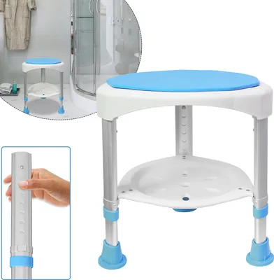 Produktbild von LZQ 360°Drehbarer Duschhocker Duschstuhl Badestuhl Höhenverstellbar Badehocker Badhocker Duschhilfe Duschsitz Badsitz mit Saugnäpfen