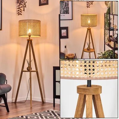 Produktbild von Casalina Stehlampe aus Holz/Wiener Geflecht/Rattan in Natur/Beige, Boho-Style