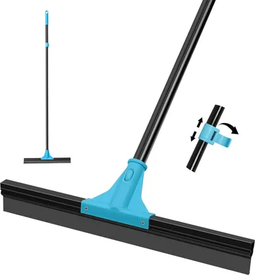 Image de Balai à franges avec manche télescopique de 148 cm, raclette en silicone, pour carrelage et vitres