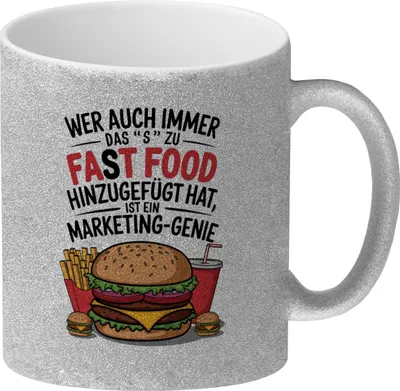 Produktbild von Fast Food - FAT FOOD Glitzer-Kaffeebecher für Burger Fans