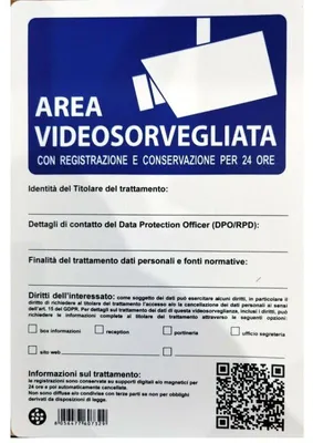 Immagine prodotto di CARTELLO 'ATTENZIONE AREA SOTTOPOSTA A VIDEOSORVEGLIANZA' 20x30 cm