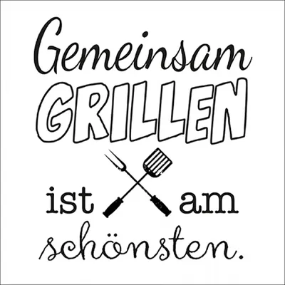 Produktbild von Servietten Papier 33x33cm 3-lagig mit Spruch Gemeinsam Grillen 20 Stk.