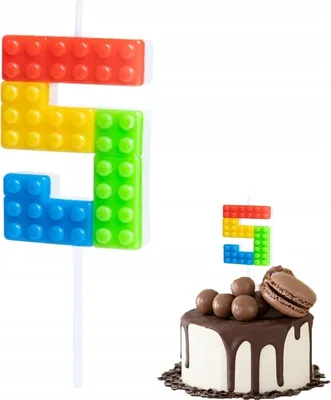 Produktbild von Lego Geburtstag Kerze Nummer 5 Bunt Für Geburtstagsparty