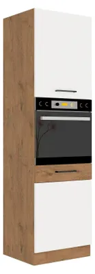 Produktbild von Vigo Hochschrank 60 Eiche Lancelot Weiß Hochglanz Küchenzeile Küchenblock Küche