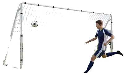 Produktbild von VEVOR Fußballtor 3,66 x 1,83 m Fußballtor für den Garten mit Eisenrahmen PE-Netz, tragbares und langlebiges Set, hochfester Netz, Erdspieße, Riemen, für Jugendliche und Erwachsene Outdoor Gartenpraxis Training