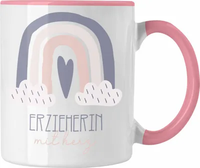 Produktbild von Trendation - Erzieherin Tasse Geschenk Danke Kaffeetassse Geschenkidee für Kindergärtnerin mit Herz Spruch (Rosa)