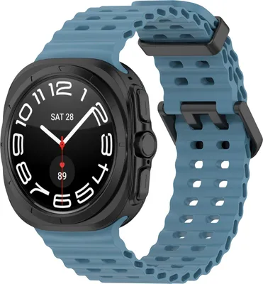 Produktbild von Strap-it Ocean Silikon-Smartwatch-Armband - passend für die Samsung Galaxy Watch Ultra / Ultra 2025 47mm (grau-blau)