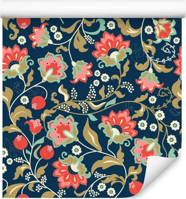 Produktbild von 10m VLIES TAPETE Rolle Blumen Blätter Stängel Flora Folklore Natur XXL