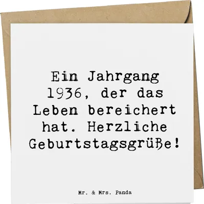 Produktbild von Mr. & Mrs. Panda Grußkarte Spruch 1936 Geburtstag - Weiß - Geschenk, doppelkarte, Feier, Leben bereichert, Alter, faltkarte, Glückwunsch, Erinnerungen, 87., Klappkarte