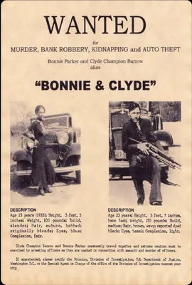 Produktbild von vianmo Holzschild 30x20 cm wanted Bonnie Clyde