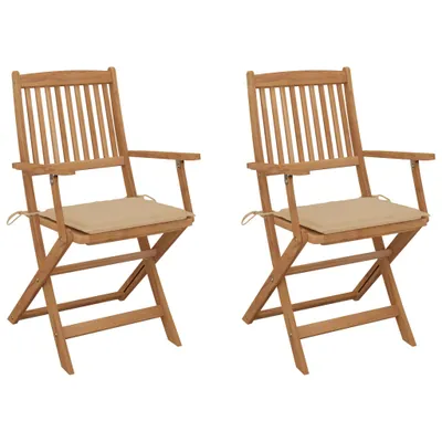 Immagine prodotto di The Living Store Sedie da giardino pieghevoli 2 pezzi con cuscino in legno massiccio di acacia