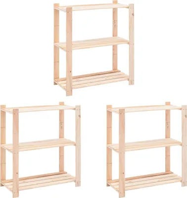 Produktbild von HOMMIE Lagerregale - Schwerlastregal - elegantes Design - 3 Böden 3 Stk. 80x38x90cm Massivholz Kiefer 150kg DE717938 - Lager- & Regalsysteme