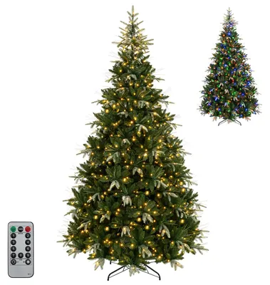 Obrázek produktu pro Umělý vánoční stromek COSTWAY, výška 270 cm, smrk s 790 teplými bílými LED diodami, 9 světelných režimů, 3000 větví z PE/PVC a kovový stojan, časovač, zelený vánoční stromek