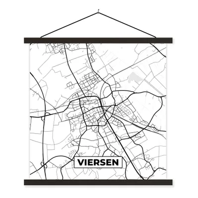 Produktbild von MuchoWow® Textilposter Viersen - Karte - Stadtplan 60x60 cm mit schwarzem Rahmen - Posteraufhänger