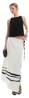 Productafbeelding van French Connection - "Genevieve" lange rok voor dames, model GT30507 (maat 36 DE), wit/zwart