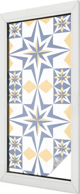Obrázek produktu pro Vitrážová fólie na okna - 116x50 cm - vitrážový vzor - neprůhledná dekorativní fólie na ochranu soukromí - samolepicí, UV ochrana - hvězdicový vzor
