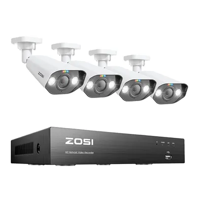 Obrázok produktu pre Kamerový systém ZOSI, rozlíšenie 8 MP, obojsmerný zvuk, 8CH NVR x 4 kamery, 2T