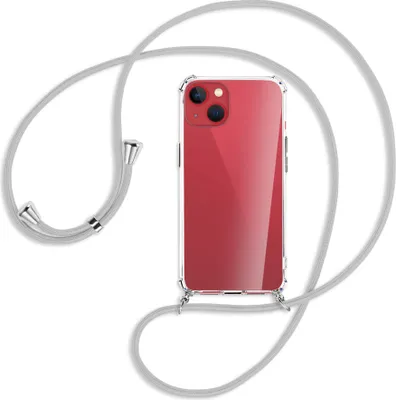 Produktbild von Handykette Backcover-Schutzhülle mit Band (Metall silberfarben) für Apple iPhone 13 - silbergrau