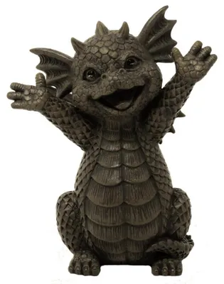 Produktbild von Gartenfigur Gartendrache - Modell Hallo klein - Fantasy Figur Deko Drache Gartendeko