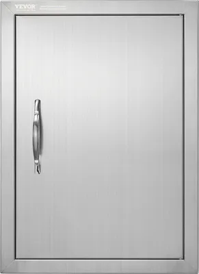 Produktbild von Grill-Zugangstür, 407 x 559 x 46 mm, Einzelne Außenküchentür, Flächenbündig Montierte Edelstahltür, Vertikale Wandtür mit Griff, für Grillinsel, Grillstation, Außenschrank usw.