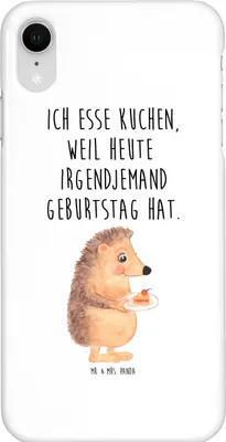 Produktbild von Mr. & Mrs. Panda Iphone XR Handyhülle Igel Kuchenstück - Weiß - Geschenk, Lustige Sprüche, Backen, Torte, Kuchen, Geburtstagskuchen, Handy Case, Premium Kunststoff