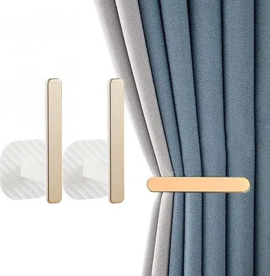 Imagen del producto de Unyqoos®: Juego de 4 ganchos autoadhesivos en forma de L para cortinas, 14,5 cm, color blanco, fabricados en plástico ABS, para montaje en pared (no requiere taladrar)