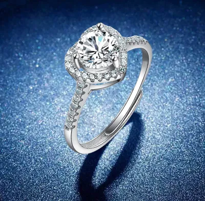 Produktbild von Damen-Ring, Herzform, Zirkonia, Schmuck, glänzender Fingerring für Hochzeit, Party, Abschlussball, Bankett