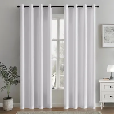 Obrázek produktu pro Sada dvou poloprůhledných záclon z voilu s poutky - bílá, rozměry 140 x 235 cm