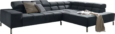 Produktbild von KAWOLA Sofa NELSON Ecksofa Velvet schwarz Recamiere rechts