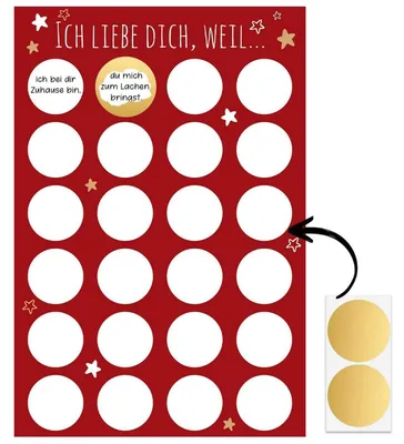 Immagine prodotto di Calendario dell'Avvento fai-da-te per coppie "Ti amo perché..." con 24 bigliettini grattabili, formato A3